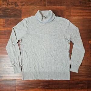 Jeanne Pierre Cashmere Infused Pullover Sweater Heather Gray Turtleneck W Large